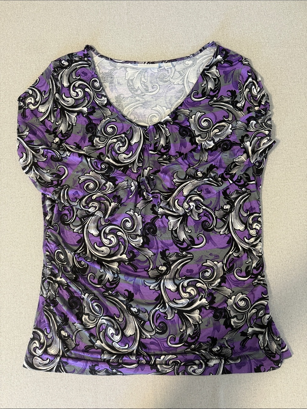 New York & Company Purple Swirl Print Women's Top SZXL - Picture 14 of 15